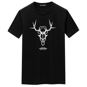 迈耐克斯文夏季短袖恤潮流宽松衣服新款男装线条鹿