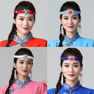 民族风头饰手工编制皮绳发饰额头可调成人儿童蒙古族舞蹈演出头饰