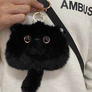 日本ZGP小黑猫零钱包钥匙扣包包挂件饰可爱猫咪玩偶毛绒玩具礼物