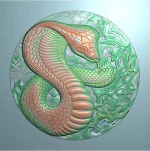 精雕图十二生肖蛇圆盘眼镜蛇玉雕挂件46牌浮雕图bmp灰度图