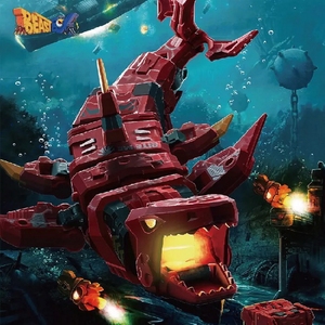 52toys 猛兽匣 鲨奇拉 红色 鲨鱼 动物 机甲 潮玩 模型青岛变形金刚