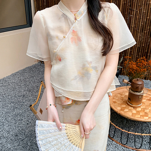 新中式国风唐装旗袍连衣裙女夏季小个子今年流行日常汉服套装长裙