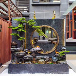 水幕墙假山流水装饰花园鱼池阳台造景办公室玄关水景客厅景观摆件