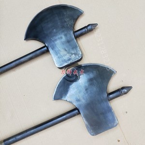 仿古双斧武术器材大斧斧头开山斧影视道具李逵板斧宣花斧兵器