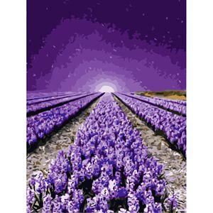 diy数字油画自己填色材料包夕阳下的蓝楹花薰衣草浪漫紫色花海装