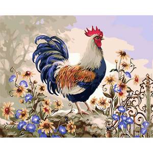 DIY数字油画自己填色材料包小公母鸡带小鸡农场里鸡窝下蛋装饰画