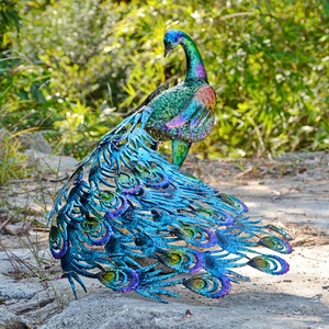 欧美风网红抖音拍摄道具家居工作室铁艺轻奢室内外大尾巴孔雀摆件