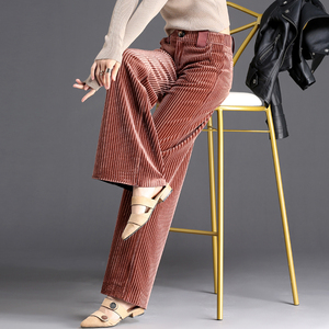 平绒阔腿裤女直筒