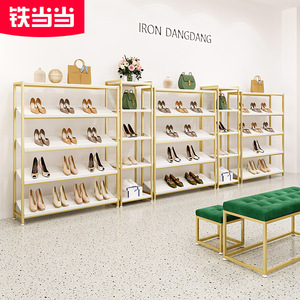 鞋架展示架服装店铺创意多层陈列架鞋店金色货架女装店包包置物架