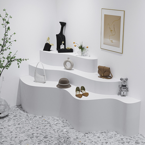 服装店展示台韩风软装墙角多层包包鞋子陈列道具摆放女装店流水台