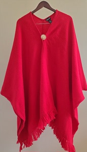 正品Vintage Rafaella 90年代 香港产 正红色 纯羊毛 大披肩 围巾