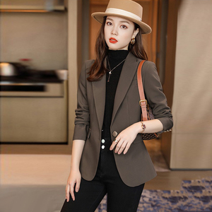 咖色西装外套女短款小个子春秋气质女神范高级感白领休闲西服套装