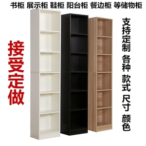 定制置物架带门木简易储物柜学生办公落地柜卧室书架家用书柜定做