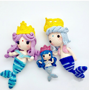 钩针毛线创意玩偶 【3款】美人鱼一家妮娜妮可妮古拉 电子图解