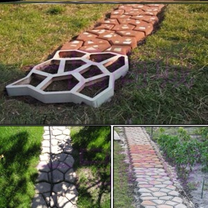 人行道压花材料地面彩色水泥模具混凝土庭院铺装印花复古修补景