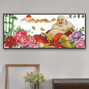 十字绣笑口常开客厅弥勒佛富贵高升装饰画diy材料包琴儿vs飞女45