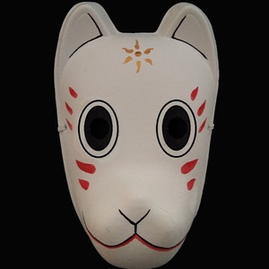 cosplay 手绘面具 萤火之森 阿银/金 全脸狐狸 纸浆面具 日式和风