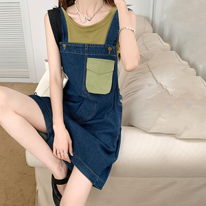 夏季短款背带裤