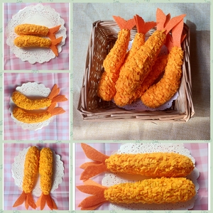 不织布手工diy成品仿真布艺食物炸虾凤尾虾幼儿园亲子作业烧烤