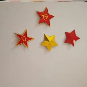 八一红五角星65式金属配饰胸针帽徽胸章红星别针道具黄色五星徽章