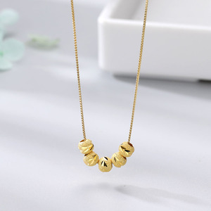 五福临门中国黄金转运珠项链女轻奢小众锁骨链纯银s925玫瑰金十字