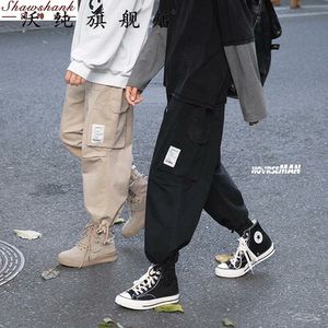新款 心机工装裤男盐系日系搭配高帮帆布鞋板鞋的炸街潮男都穿什