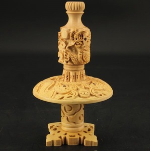 雕刻鸟笼葫芦笼配件八哥百灵画眉木葫手工雕刻小叶黄杨二龙戏珠