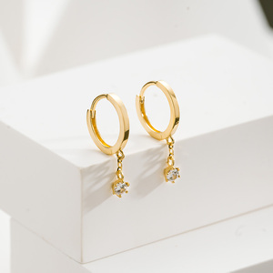 爱之打造fg 彩金耳环女18k玫瑰金正品au750简约镶嵌耳坠1822612