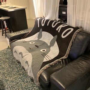 宫崎骏龙猫毯 黑白动漫卡通 TOTORO吉卜力毛毯盖毯挂毯沙发毯宿舍