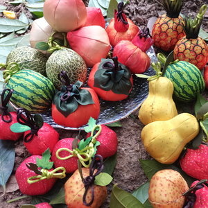 仿真水果香包香囊艾绒填充西瓜桃子草莓梨柿子菠萝樱桃番茄祈福袋