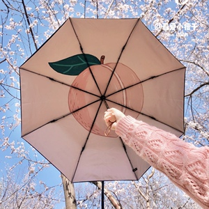 太好看了!蕉*下胶囊防晒伞三折五折果趣防紫外线折叠伞带防伪