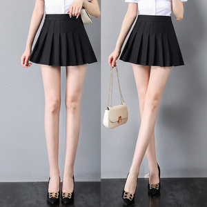 超短裙百褶裙女黑色高腰a字半身裙夏无内衬安全裤小个子裙子短款