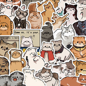 原创50张遇见小猫咪卡通可爱贴纸手机壳笔记本行李箱装饰防水贴纸