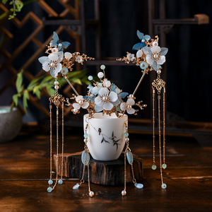 汉服头饰女全套流苏发冠发簪夏天整套古风头冠发饰古装步摇套装