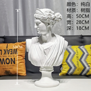 月亮女神雕塑人物头像摆件婚礼样板间石膏树脂艺术软装饰摆设大号