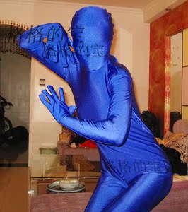 实拍宝石蓝 弹力不透肉 闪光舍宾莱卡包头包手指全包连体袜全拉链