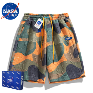 NASA联名迷彩短裤男士夏季2023新款情侣沙滩裤宽松休闲运动五分裤