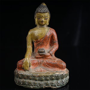 特价藏传包老明代泥塑造像释迦摩尼原彩佛像萨迦派传世圆雕擦擦