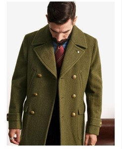 【呢子大衣】英伦男士中长款西服领呢料外套 秋冬双排扣复古男装