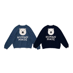 human made 卡通北极熊毛衣 宽松休闲羊毛针织衫男女同款日系
