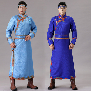 新款蒙古族服装男士少数民族服传统蒙古袍长袍舞台表演出舞蹈服