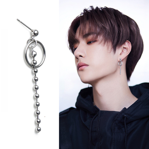 创造101王一博同款耳钉日韩长款珠链链条耳饰男女个性ins风潮耳环