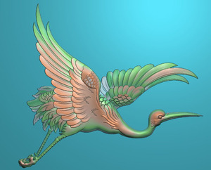 精雕图灰度图浮雕图电脑雕刻图单只飞鹤素材长寿松无边框小柜门板