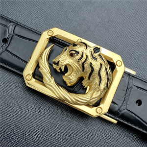 腰带男个性老虎头皮带不锈钢平滑扣真皮史蒂芬裤腰带情人生日礼物