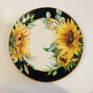 5寸向日葵圆盘牛排盘复古美式盘子菜盘家平盘装饰