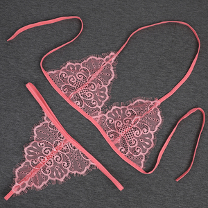 000人付款淘宝蕾丝文胸套装火辣情趣睡衣性感镂空刺绣奶罩丁字裤薄网z
