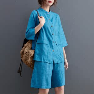 麻料女装亚麻复古