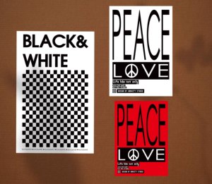 peace&love 棋盘格 爱与和平原创海报 小红书文艺墙贴挂画 装饰画