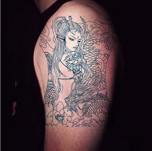 防水纹身贴 般若美女 龙姬艺妓 男女 逼真花臂 手臂 持久仿真刺青