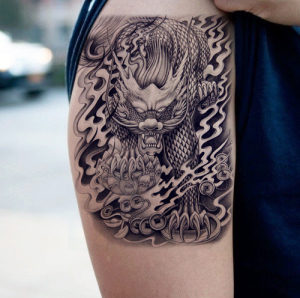 招财麒麟胸口纹身贴防水男 持久 花臂 胸部 腿部穷奇貔貅仿真刺青